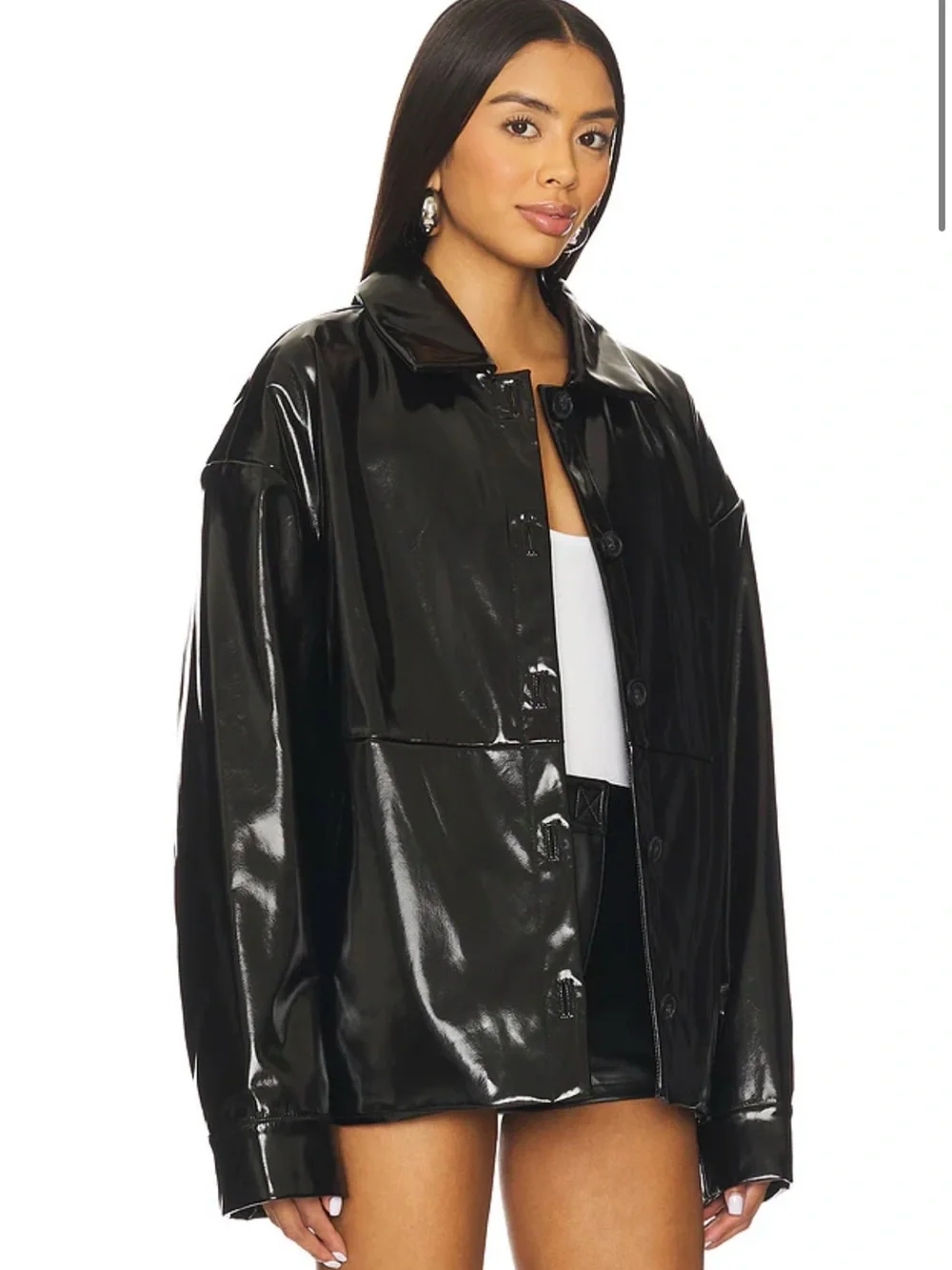Lovers and Friends Black Patent Faux Leather Jacket